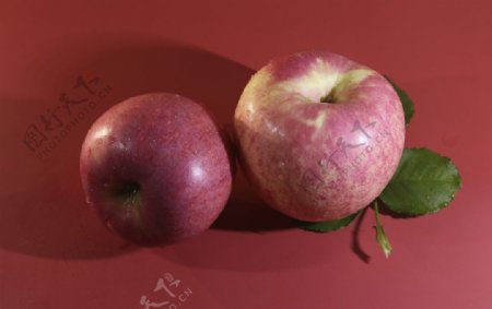 红色底板上的苹果高清大图图片