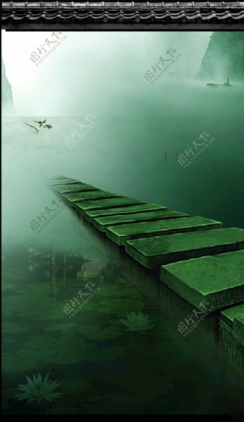 瓦墙素材中国风背景图片
