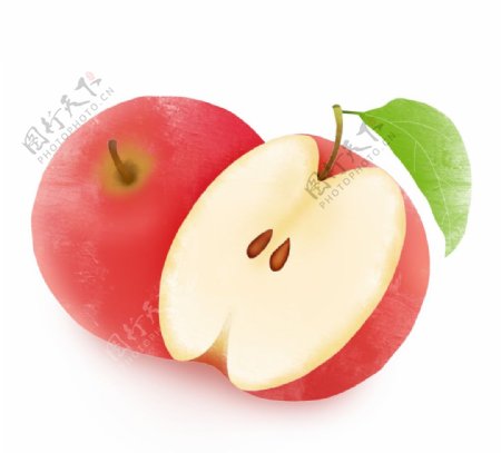 创意卡通手绘新鲜水果苹果元图片