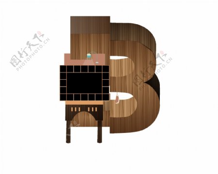 B字母木板建筑