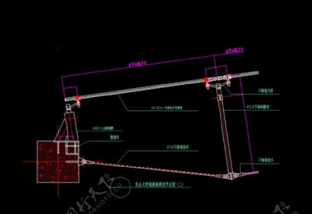 玻璃幕墙顶部纵剖节点图图片