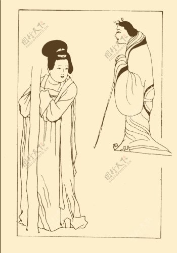 中国历代服饰白描