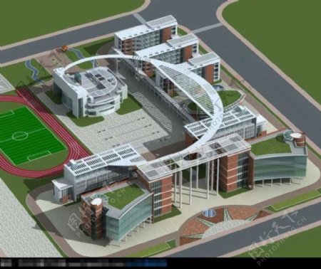 现代3d设计学校建筑模型