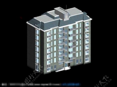 多层城市住宅3d建筑模型