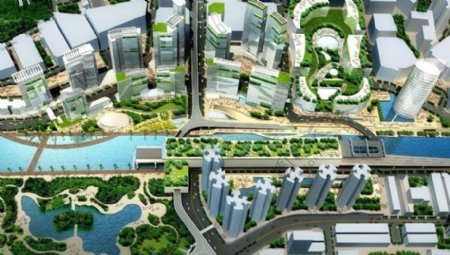 局部现代城市规划城市景观鸟瞰3D模型