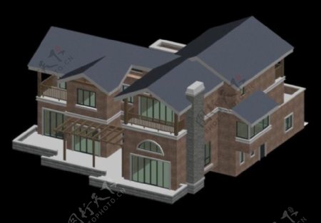 独栋别墅3D模型效果图