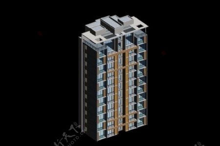 独栋塔式小高层住宅楼模型