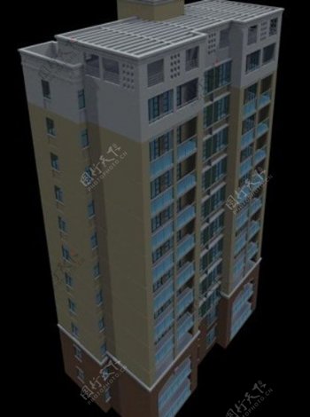 小高层板式住宅楼侧面模型