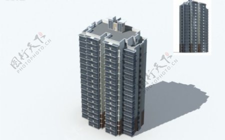 现代高层建筑电梯房3D模型图