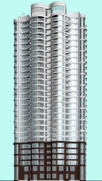 银灰现代塔式高层商住楼模型