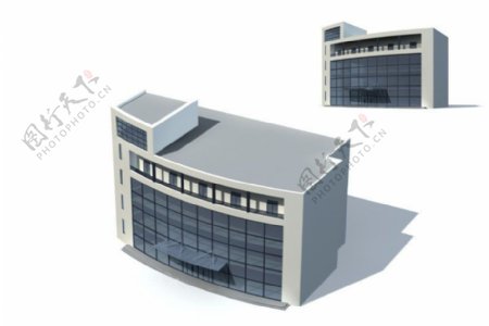 弧形多层公建建筑3D模型