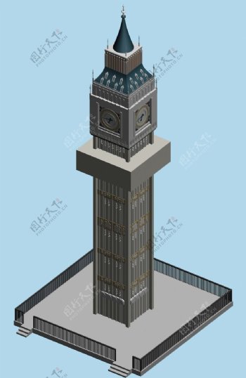 欧式建筑钟楼模型