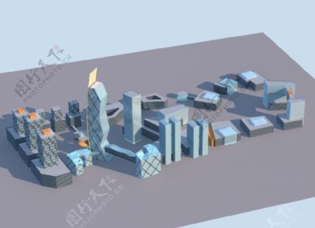 高层建筑群3D模型图