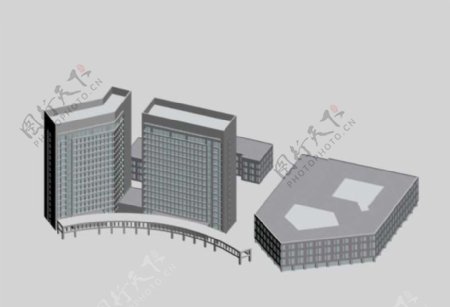 高层住宅组合建筑3d效果图
