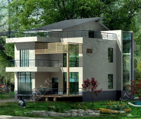 秀丽典雅风格别墅3D模型素材