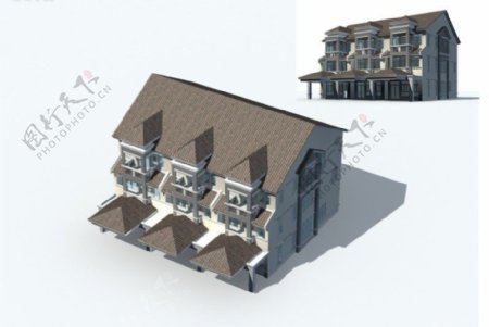 贵气华丽多导别墅3D模型
