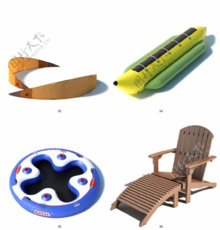 沙滩椅和游泳圈