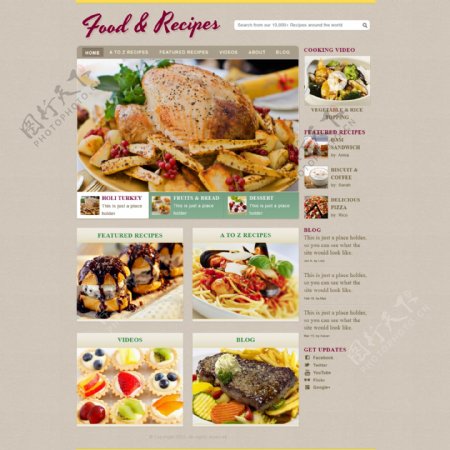 食谱的网站模板精致的食物
