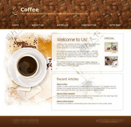 咖啡主题网站界面设计HTMLCSS模板