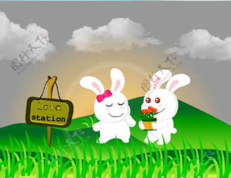 两只可爱的小白兔flash动画