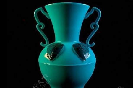 双耳绿色花瓶vases05