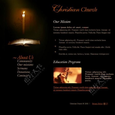 圣诞教堂网页动画模板