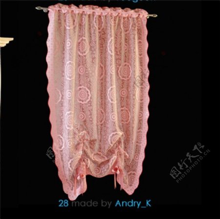 粉色窗帘素材3模型素材