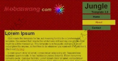 丛林红色花纹背景网页模板