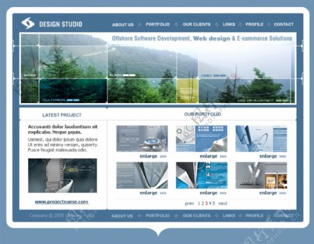 灰蓝色设计工作室网站模板