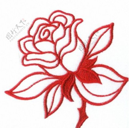 绣花植物花卉玫瑰花家纺免费素材