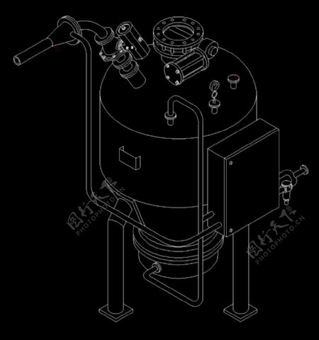 仓泵外形各部件立体CAD图