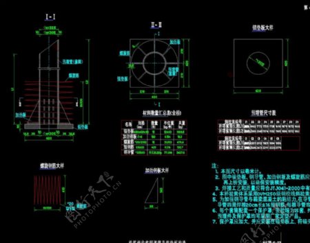桥塔斜拉索预埋管cad图纸