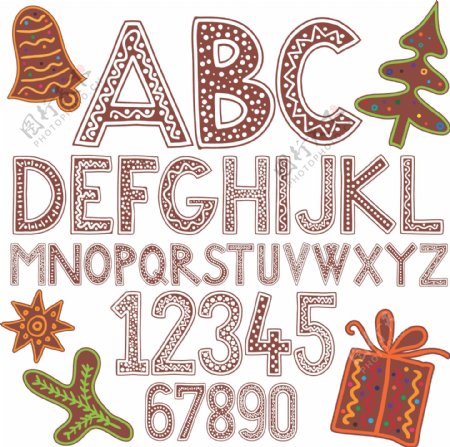 圣诞节彩色字体设计矢量图