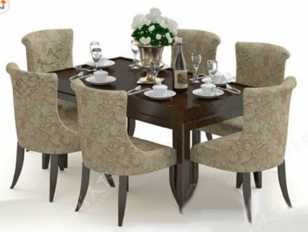 欧美风格餐桌椅模型