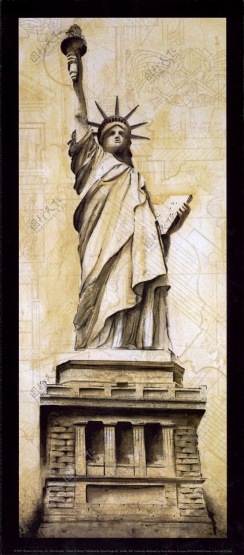 美国自由女神像复古高清图