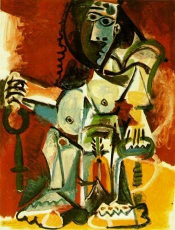 1965Femmenueassisedansunfauteuil2西班牙画家巴勃罗毕加索抽象油画人物人体油画装饰画