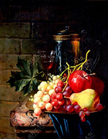 JW110221花卉水果蔬菜器皿静物印象画派写实主义油画装饰画