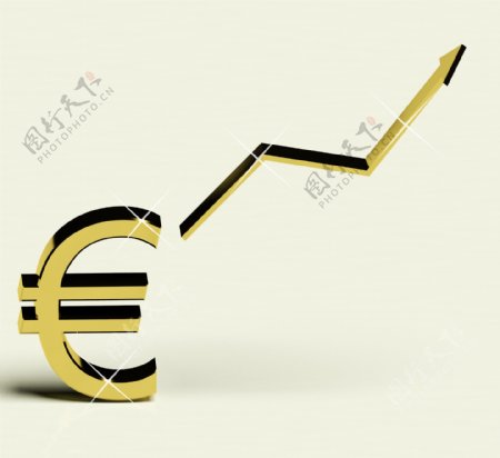 欧元符号和箭头作为收入或利润的象征