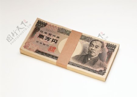 一捆万元面额日元日元素材纸币设计