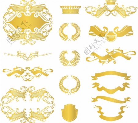 欧洲风格的金色花纹元素矢量素材