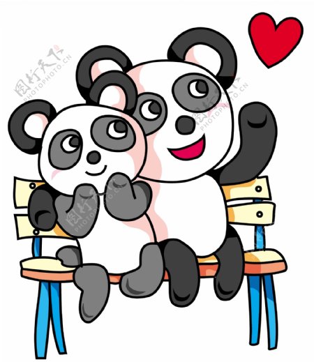 矢量爱情熊猫