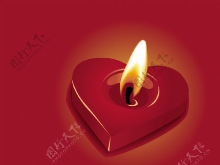 情人节爱心蜡烛矢量素材