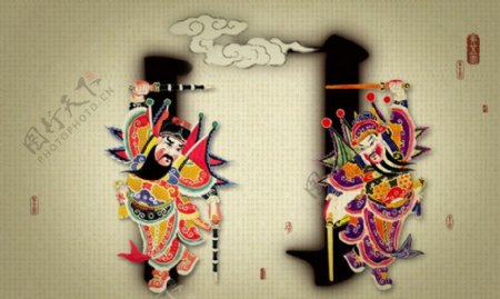 中国传统文化门神PSD