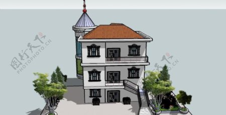 农村别墅建筑sketchup模型