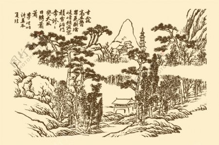 芥子园画谱山水图片