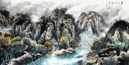 夏日山河图片