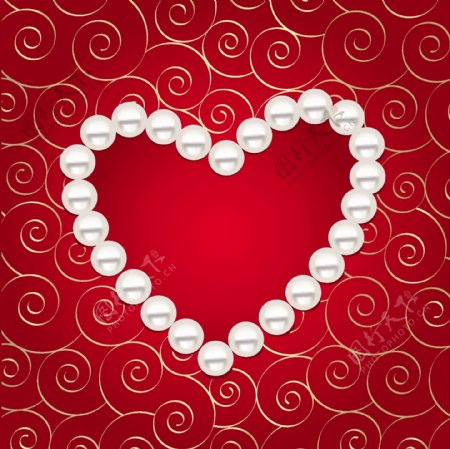 矢量珍珠爱心情人节图片