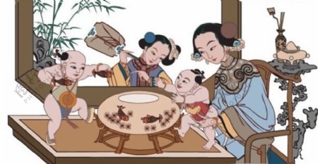 中国传统母子图