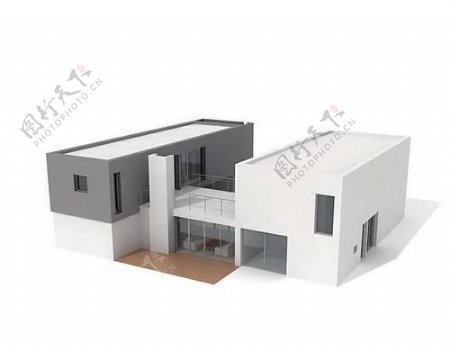 现代简洁造型别墅模型37