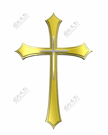 银框教的金十字架白色隔离